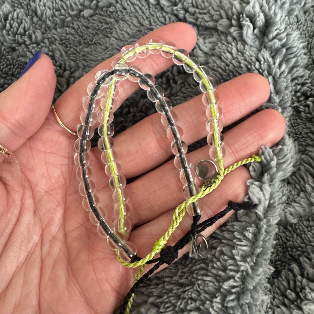 Clear and Yellow Beaded Bracelets